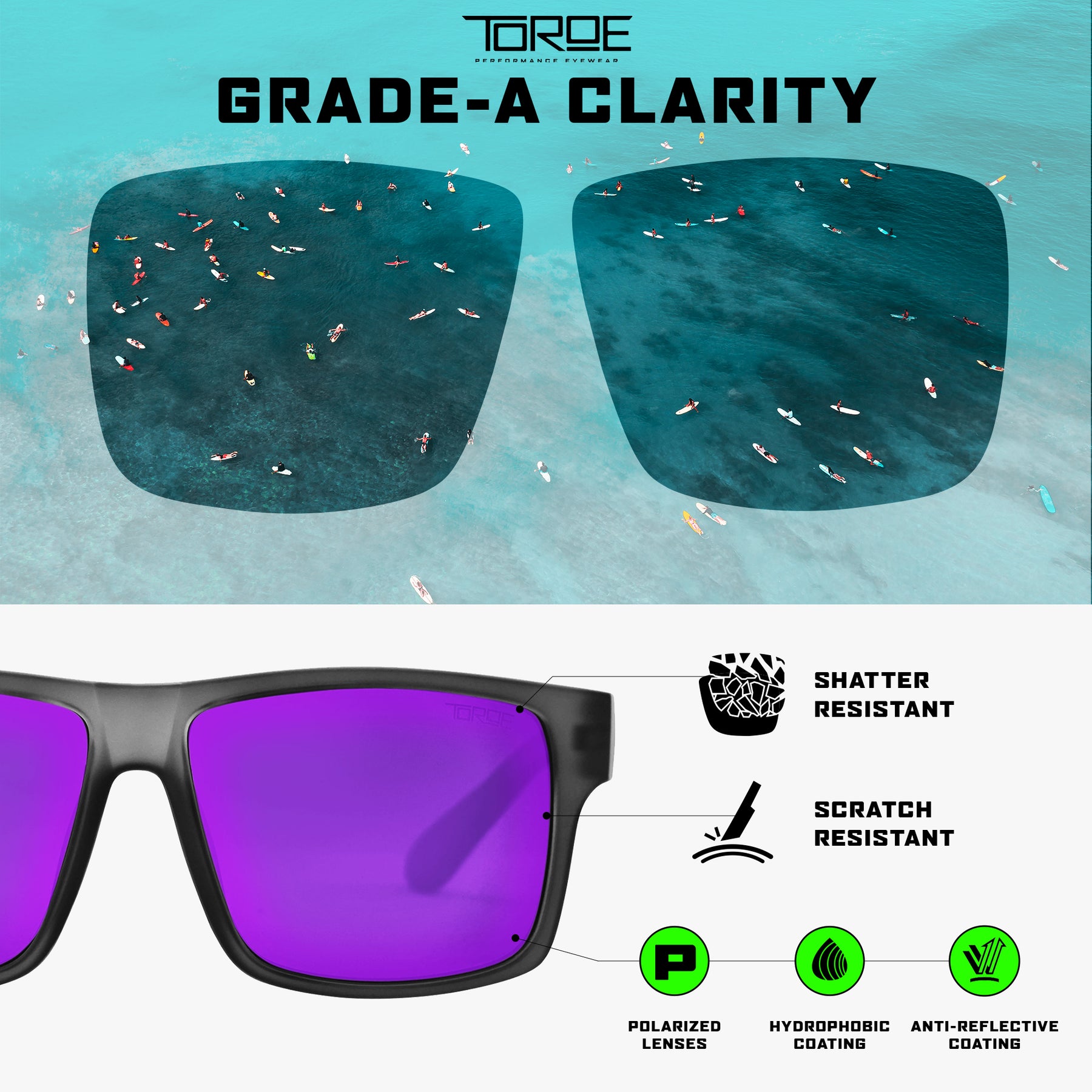 \'RANGE\' Polarized TOROE with Eyewear EXCLUSIVE Sunglasses Warranty – Lifetime Performance Toroe